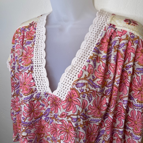 FP NWT Leilani Floral Lace Crochet Jersey Cropped Babydoll Cottagecore Shirt - Picture 7 of 16